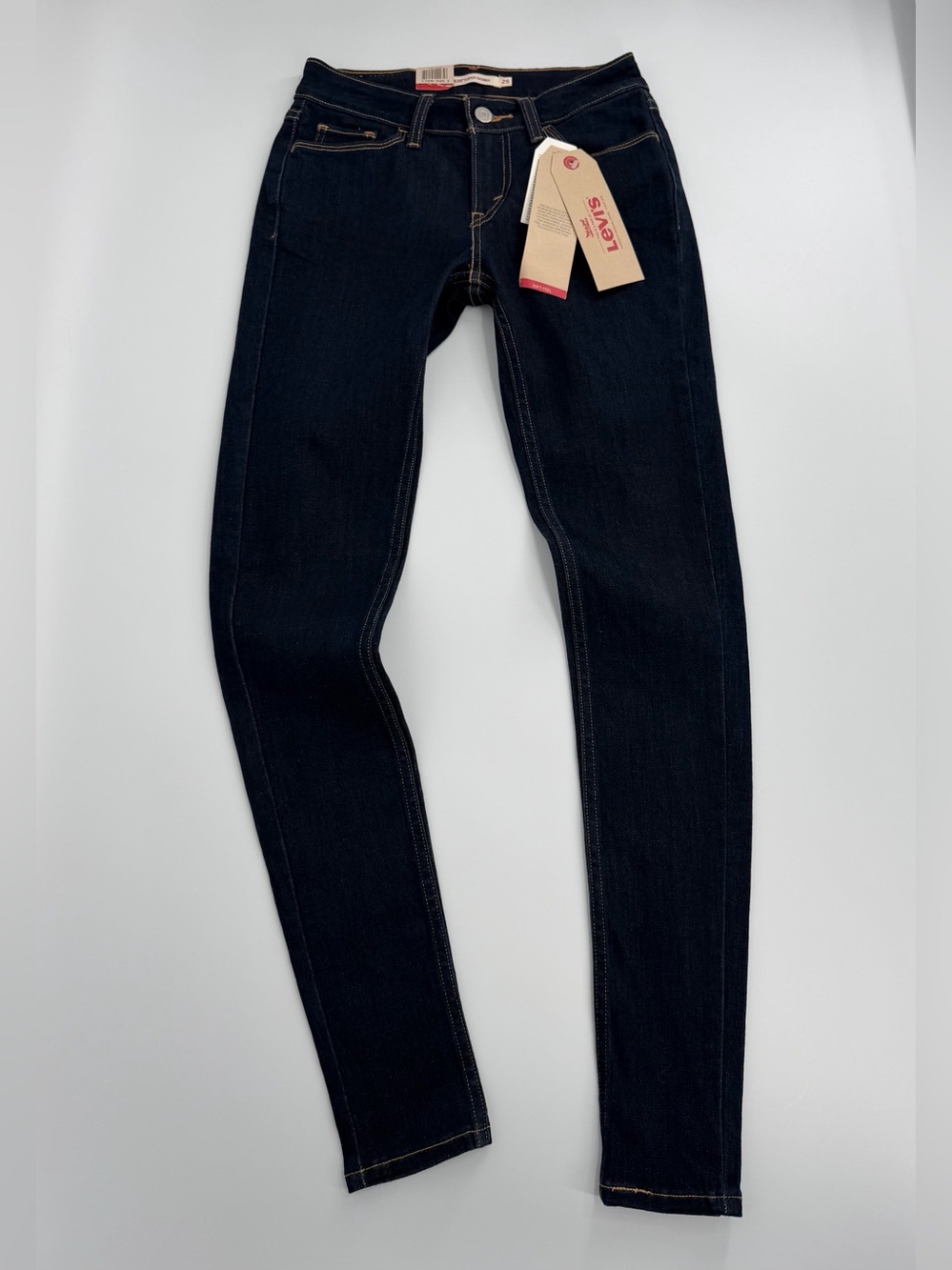 Levi’s 535 Super Skinny Jeans Womens 25x30 Dark Wash Blue Denim Stretch NWT - Picture 1 of 16